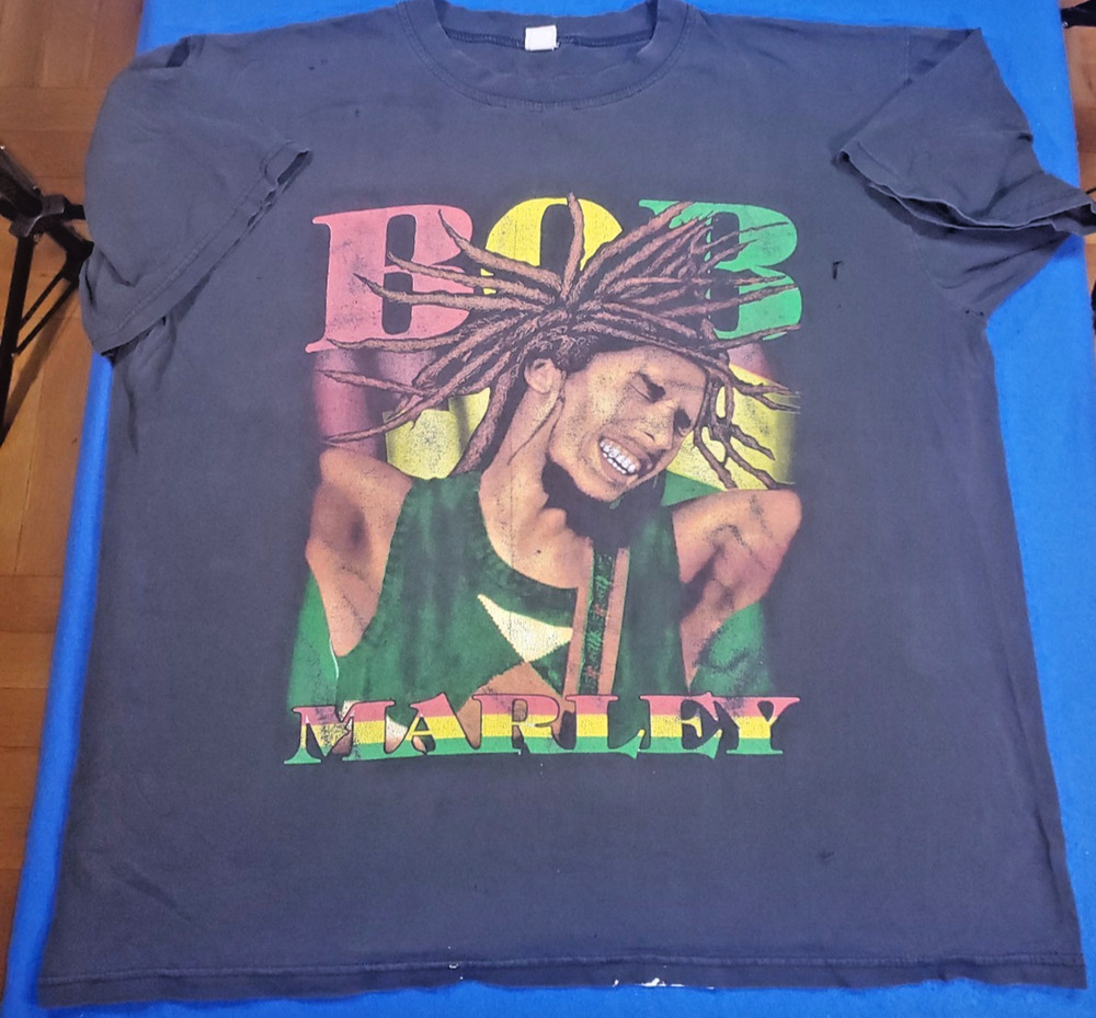 Vtg 90s Bob Marley Caribbean Surf T-Shirt Double Sided Rasta Music Band
